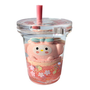 Portachiavi con Bottiglia Galleggiante in Acrilico a Tema Coniglio e Fiori di Ciliegio, Stile Cartoon da Ragazza, per Studenti, San Valentino, Capodanno - Product Image 1