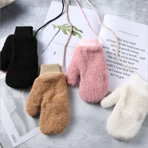 Customized texting massage winter women faux fur sherpa baby mittens glove