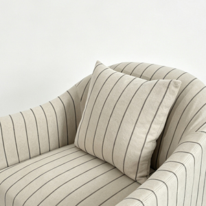 Poltrona <span class=keywords><strong>in</strong></span> Stile Wabi Sabi con Rivestimento <span class=keywords><strong>in</strong></span> Lino a Righe, Copertura Rimovibile e Lavabile, Base con Gonna <span class=keywords><strong>in</strong></span> <span class=keywords><strong>Tessuto</strong></span> - Product Image 6