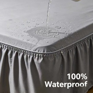 Protège-matelas en polyester gris, doux, respirant, silencieux, imperméable et extensible, <span class=keywords><strong>drap</strong></span>-<span class=keywords><strong>housse</strong></span> - Product Image 2