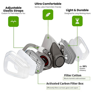 Prix de gros CF6200 Protection industrielle demi-masque respiratoire réutilisable avec <span class=keywords><strong>filtre</strong></span> remplaçable pour pulvérisation de pesticides chimiques - Product Image 3