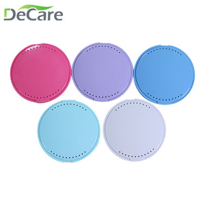 DeCare Denture Storage Case Round <b>Plastic</b> With Holes And <b>Mirror</b> Portable For Oral Care - Product Image 1