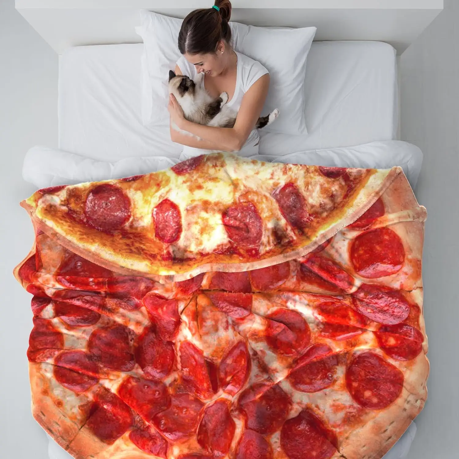 Comfortable Novelty Giant Pizza Food Burritos Tortilla Flannel Salami Throw Blanket For Adult and Kids