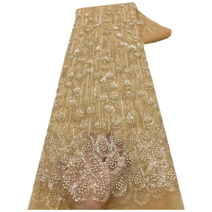 NI.AI高品质串珠蕾丝面料奢华蕾丝面料花式薄纱亮片面料珍珠婚纱 - Product Image 2