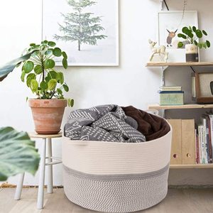 <strong>Easter</strong> Gift Basket Extra Large Size Rope Woven Basket Blanket Storage Basket with Handles Clothes Laundry <strong>Hamper</strong> - Product Image 2