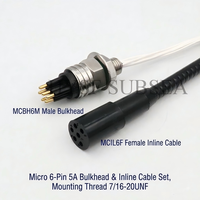 Connecteur sous-marin HYSF SUBSEA MCBH6M Micro 6 broches mâle à traversant 7/16-20UNF, prise électrique étanche pour ROV AUV