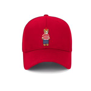 Streetwear à la mode 6 panneaux 100% coton chapeau de baseball unisexe avec ours rayé brodé patch thermocollant quatre saisons utilisation - Product Image 4