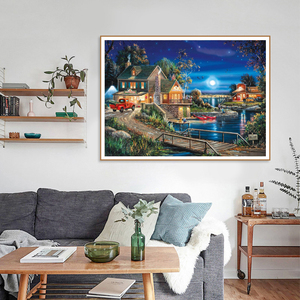 Kits de points de croix pour bricolage, nouvelle collection, <span class=keywords><strong>broderie</strong></span> de décor de nuit d'été, décoration murale de <span class=keywords><strong>maison</strong></span>, art, livraison directe - Product Image 3