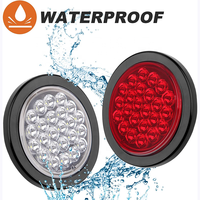 Feux arrière de remorque LED ronds super lumineux de 4 pouces à 24 LED avec œillet et prise à 3 broches, étanches, 12V, feux de freinage