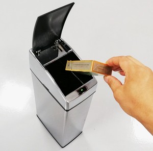 Cestino per Rifiuti con Sensore in Acciaio Inox da 3L, Contenitore Automatico Elettronico Rettangolare con Coperchio a Batteria per <span class=keywords><strong>Bagno</strong></span> - Product Image 6