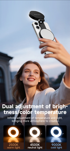 Anneau Lumineux LED Pliable et <span class=keywords><strong>Rechargeable</strong></span>, Support Téléphone Magnétique avec Miroir pour Maquillage, Vlog, Photographie et Vidéo - Product Image 5
