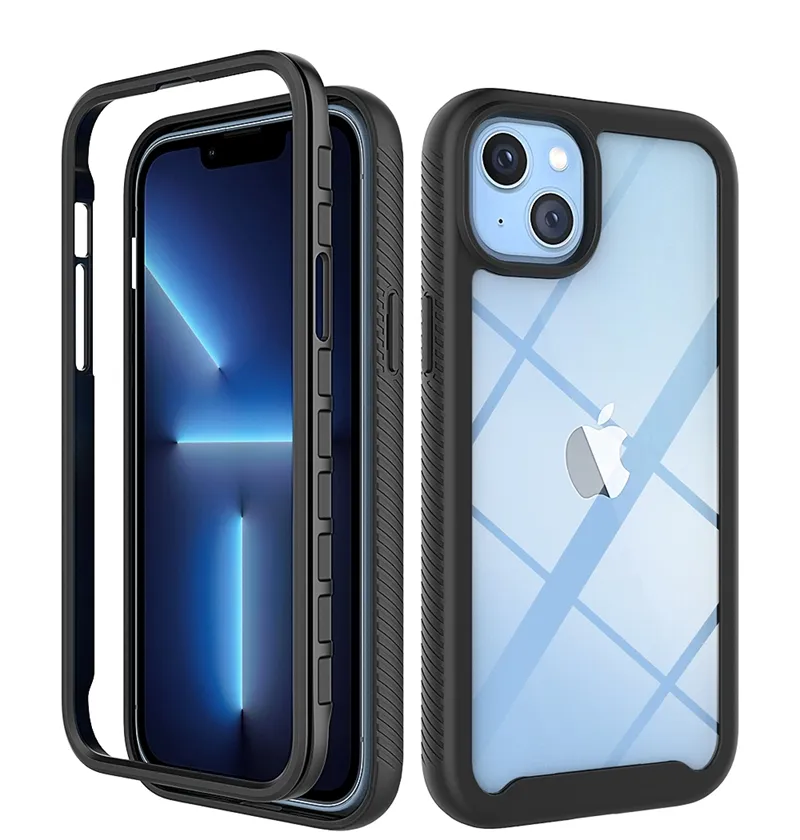 Hard Acryl Zachte TPU Anti-Knock Cover Doorzichtige Volledige Cover Bumper Case Voor Iphone 15 14 13 12 11 8 7 6 Pro Plus Max Backcover