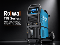Écran LCD de qualité industrielle Rolwal 250/350 AC/DC Pulse en acier inoxydable et aluminium, machine à souder TIG ACDC