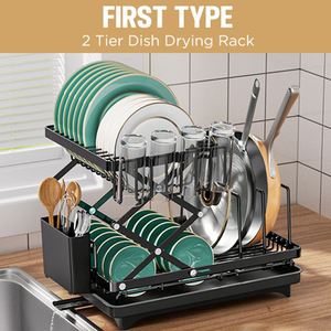 Égouttoir pliable pour la vaisselle et les ustensiles de cuisine, support de rangement pour assiettes et bols - Product Image 5