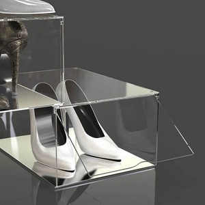 Clear Acrylic Shoe <b>Storage</b> <b>Boxes</b> <b>Stackable</b> Sneaker Display Case Professional Organiser for Boots Hats and Shoes - Product Image 3