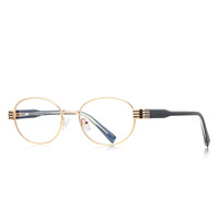 PF 3159 rétro Anti-lumière bleue lunettes ovale fil d'or à la mode petit cadre soeur plaine miroir diamant visage forme Match