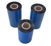 Pita Transfer Panas Kustom Terlaris Berbahan Lilin Resin, Lapisan Luar Biru, Hitam, Lebar 24mm, Kompatibel dengan Printer Label