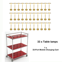 Lampes de table LED sans fil personnalisables pour hôtels, restaurants, événements, projets hôteliers, commerce, lot de 33, chariot de recharge mobile à 33 ports