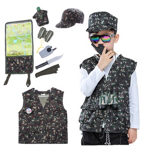 Children's Camouflage Adventure Vest Set With Hat Binoculars Knife <b>Map</b> For Outdoor Role Play Boys Explorer Costume - Product Image 1