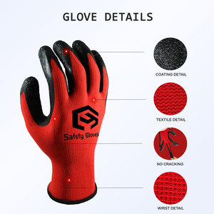 Guanti CY Personalizzati con Rivestimento in Gomma Antiscivolo e Impermeabile, Guanti in Poliestere con Palmo in Lattice per Meccanici e <span class=keywords><strong>Lavori</strong></span> Pesanti - Product Image 5