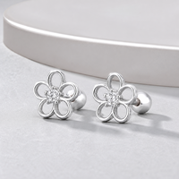 Boucles d'oreilles clous Muweike en argent sterling 925 vermeil avec zircon, motif floral, élégantes pour femme, bijoux raffinés