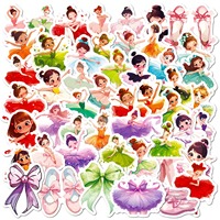 50 autocollants en vinyle découpés à la forme de filles dansantes, mignons, de style ballet, écologiques, imperméables et réutilisables, personnalisables