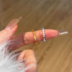 Dylam NEW DESIGN Jewelry Manufacturer S925 <b>Silver</b> Rhodium 22k Gold Plated 5A Zirconia Bamboo Joint <b>Eternity</b> Band Daily <b>Rings</b> - Product Image 6