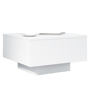 Modern Minimalist Black Coffee <b>Table</b> 21.7x21.7x12.2 Inches <b>Plastic</b> Top with LED Lights Living Room Furniture - Product Image 1