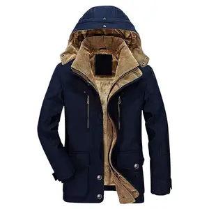 Winter Brown Thick Warm Cotton Windbreaker Jacket Hooded Parka Men's Jacket Coat
