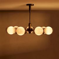 Lustre suspendu LED moderne nordique en laiton avec globe en verre fumé, personnalisable, pour hôtel et salon