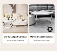 Ensemble de tables basses modernes de style crème avec plateau rond en pierre, tables gigognes de luxe, design décoratif combiné pour salon domestique