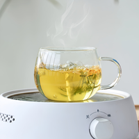 Tasses à café en verre borosilicate transparent à paroi simple de 350 ml avec poignée, sans BPA, résistantes à la chaleur, compatibles micro-ondes et lave-vaisselle, isolées