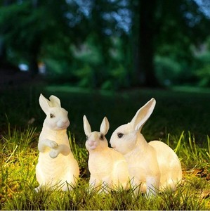 Lampe LED de Sculpture animale simulée de paysage de jardin extérieur, lumière lumineuse en résine fibre de verre Motif <span class=keywords><strong>lapin</strong></span> - Product Image 1