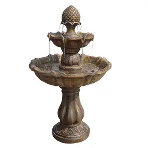 Three tiers fiber resin outdoor water fountain made in china carved outdoor garden fiber resin water fountain