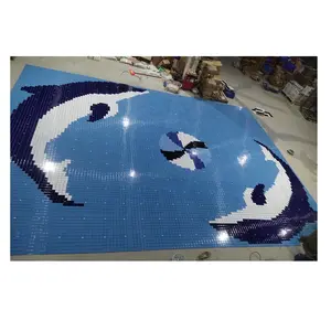 热卖专业陶瓷马赛克海豚图案游泳池