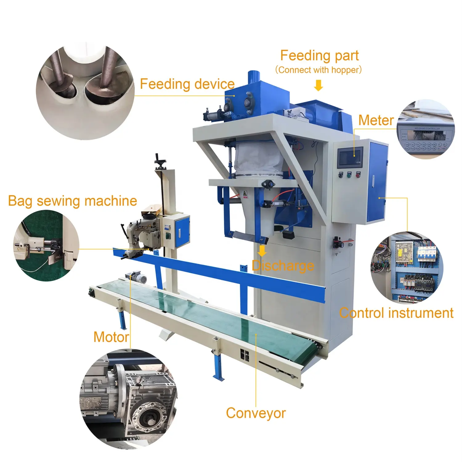 5kg 25kg 50kg semi-auto wheat powder flour milling packing machines for sale