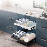 Bol à vaisselle coulissant en métal multifonction Égouttoir à vaisselle Séchage Étagère de rangement Armoires de cuisine à domicile Organisateur Accessoires
