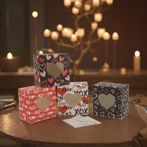 Valentine chủ đề Tình Yêu Trái Tim Dễ Thương <span class=keywords><strong>Cookie</strong></span> hộp giấy ủng hộ bên kẹo quà tặng bao bì hộp giấy với cửa sổ rõ ràng - Product Image 6