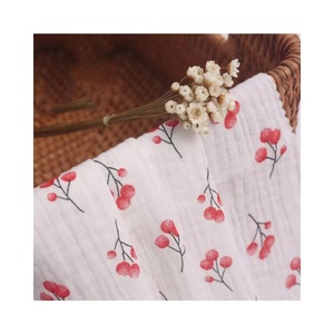 White Print Bamboo Muslin Fabric <strong>Wholesale</strong> Custom Cotton <strong>Double</strong> <strong>Gauze</strong> 100 Cotton for Baby China Poplin Fabric Shirting Fabric - Product Image 3
