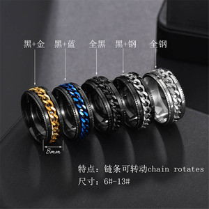 Anello a catena Cool anello da uomo gioielli regalo anello Spinner da uomo <span class=keywords><strong>Rock</strong></span> Biker metallo acciaio inossidabile Punk Hip Hop Party Spinner Ring - Product Image 2