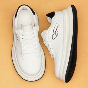 Zapatos Deportivos de Moda para Hombre, con Cordones, Parte Superior de Cuero Genuino Blanco, Suela de Goma, Estilo Casual de Negocios, con Amortiguación, Novedad 2025 - Product Image 6