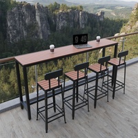 Table de bar et chaises modernes d'extérieur, imperméables, avec base en fer, pour 4 personnes, table longue rectangulaire pour petite cour
