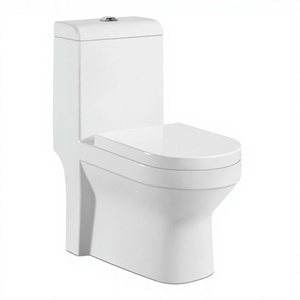 Inodoro moderno de una pieza, alargado, con doble descarga, con sifón en S/P, de cerámica, para uso en villas y hoteles. - Product Image 4