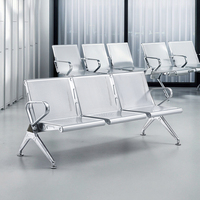 Sièges de plateforme à 3 places en acier inoxydable de qualité industrielle pour hôpitaux et écoles – Design moderne, mobilier commercial durable