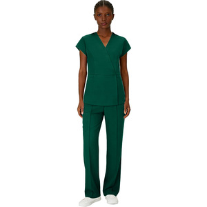 V-neck Unisex Scrub Set Moisture Wicking Split Uniform Hospital Wear Azure Dark Green Burgundy Royal Blue - Product Image 5
