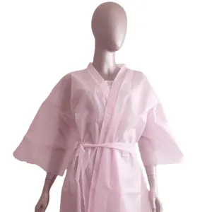 Wholesale Disposable Bathrobes Disposable Non woven Kimono Women Bathrobe Kimonos Spa Hairdressing