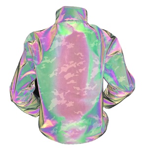 Usine directe tissu réfléchissant irisé d'arc-en-ciel reflétant sa foncé matériaux pour Salut vis vêtements de mode hommes gilet - Product Image 1