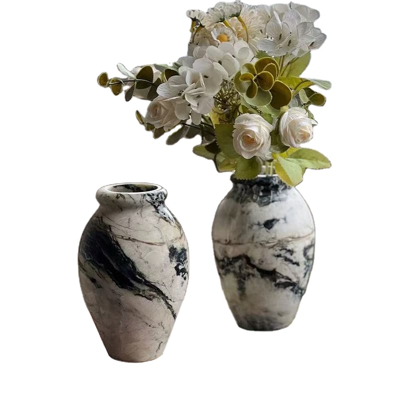 Light Luxury Marble Vintage Vase - Perfect for Home Decor