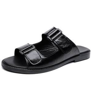 Sandalias de Cuero para Hombre, Antideslizantes, Negras, Talla 46-47, Moda Juvenil, Zapatos de Playa - Product Image 5