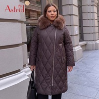 Manteau matelassé pour femmes grandes tailles, col à capuche en fausse fourrure, mi-long, veste d'hiver